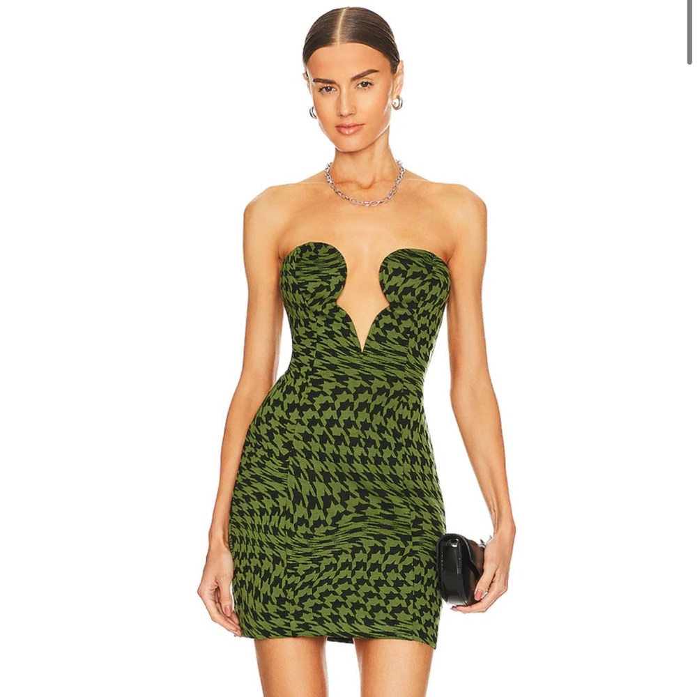 Camila Coelho Rayna Houndstooth Strapless Mini Dress